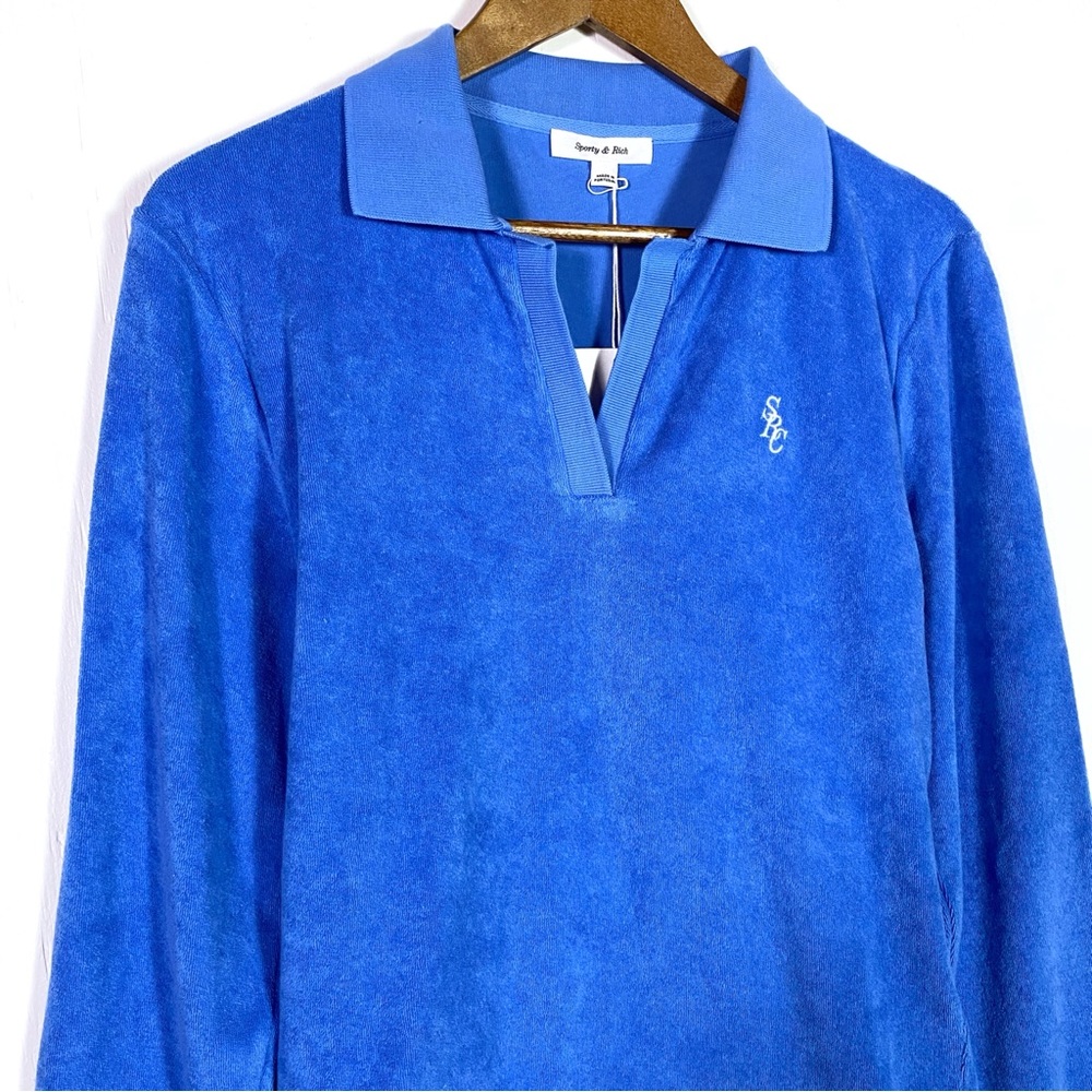 Sporty & Rich Amanda Long-sleeve Polo Blue - Picture 3 of 7